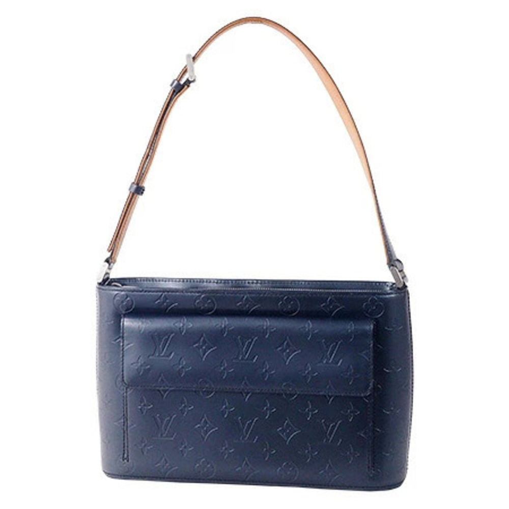Louis Vuitton Monogram Matte Alston Shoulder Bag Canvas Leather Blue